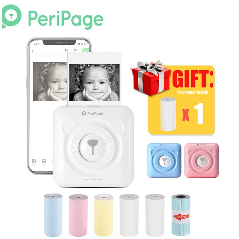 

PeriPage Portable Thermal BT Printer Mini Photo Pictures Printer For Mobile Android iOS Phone 58mm Pocket Machine