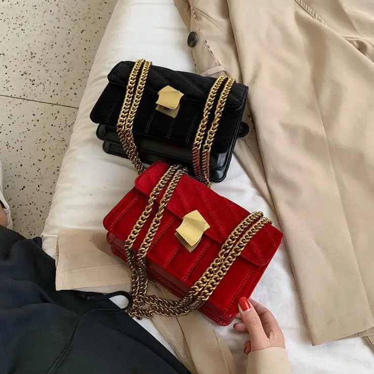 

2022 Retro Velvet Chain Luxury Handbag Lady Crossbody Sling Bags Women Shoulder Bag Trendy Hand bags For Purse