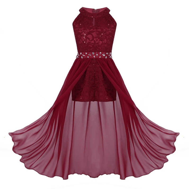 

Hot Sale Kids Girls Sleeveless Rhinestone Full Dress Formal Princess Wedding Birthday Party Romper Gown