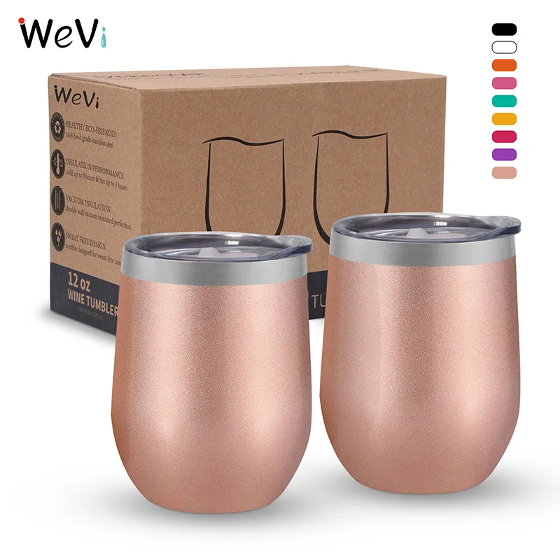 

Wevi Custom 12oz 18/8 Stainless Steel Vacuum Coffee Mug Stemless Wine Glass, Customized color