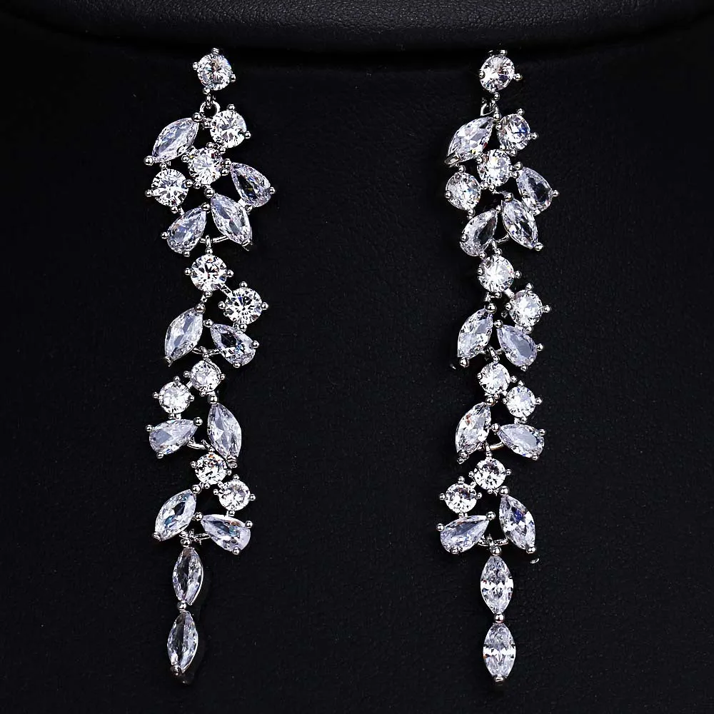 

S925 Sterling Silver Color Round Cute Bling Stud Earrings for Women Fashion Jewelry New Korean Earrings Crystal Long Earring