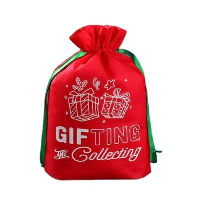 

New Year 2021 Noel Presents Santa Gift Bag Candy Bag Snowflake Crisp Drawstring Bag Merry Christmas Decorations for Home, As picture show