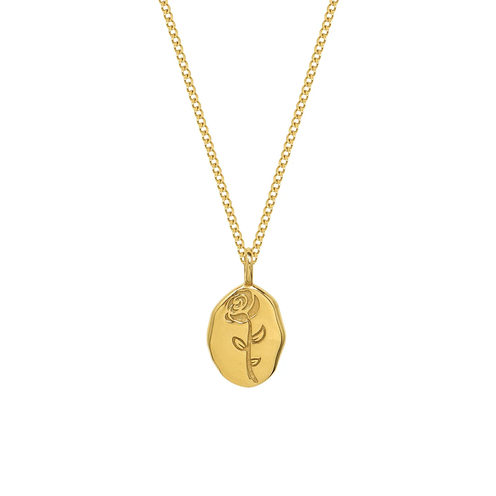 

Niche light luxury rose flower pendant necklace titanium steel 18K gold jewelry women