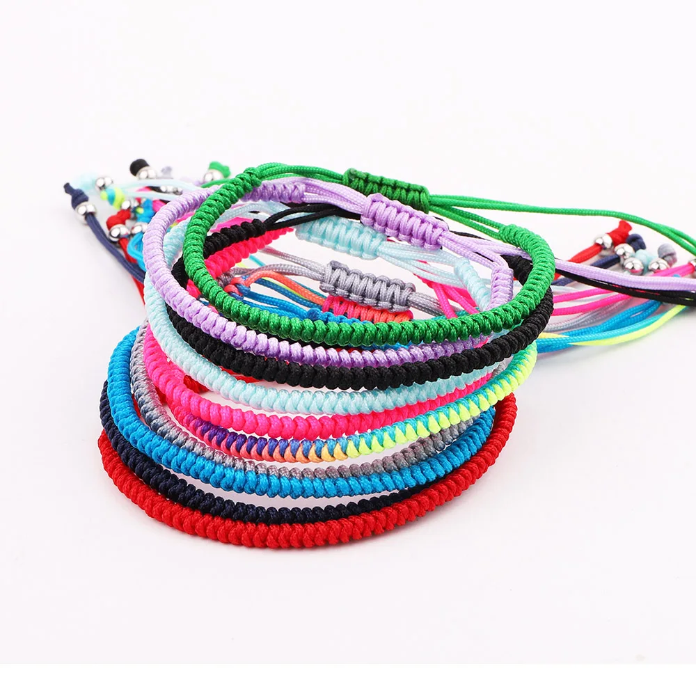 

Simple design hot selling colorful cord braided knot woven string women men bracelet
