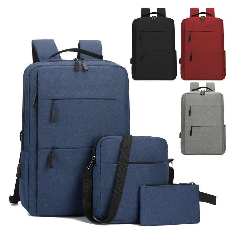 

Wholesale USB Multifunction Large Capacity School Backpack Daily Life Backpack 3 Pieces Business Laptop Bags Set, Customized color