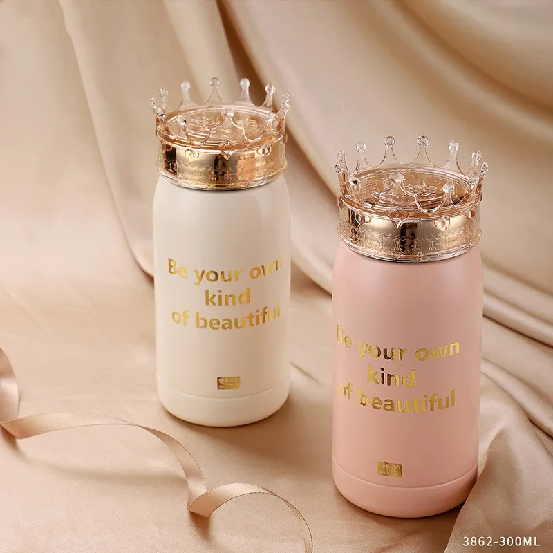 

300ml Fashion Queen Crown Thermos Bottle Creative Portable 304 Stainless Steel Vacuum Flask Water Bottle For Girl Women Gift Cup
