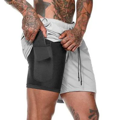 

Custom Logo 2 In 1 Men Recycled Sports Running Shorts 5XL Logo Polyester Blank Active Workout Fitness Lined Track Gym Shorts
