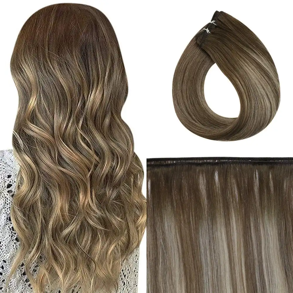 

Full Shine Hot Sale Balayage Color Virgin Human Hair Machine Weft Extensions