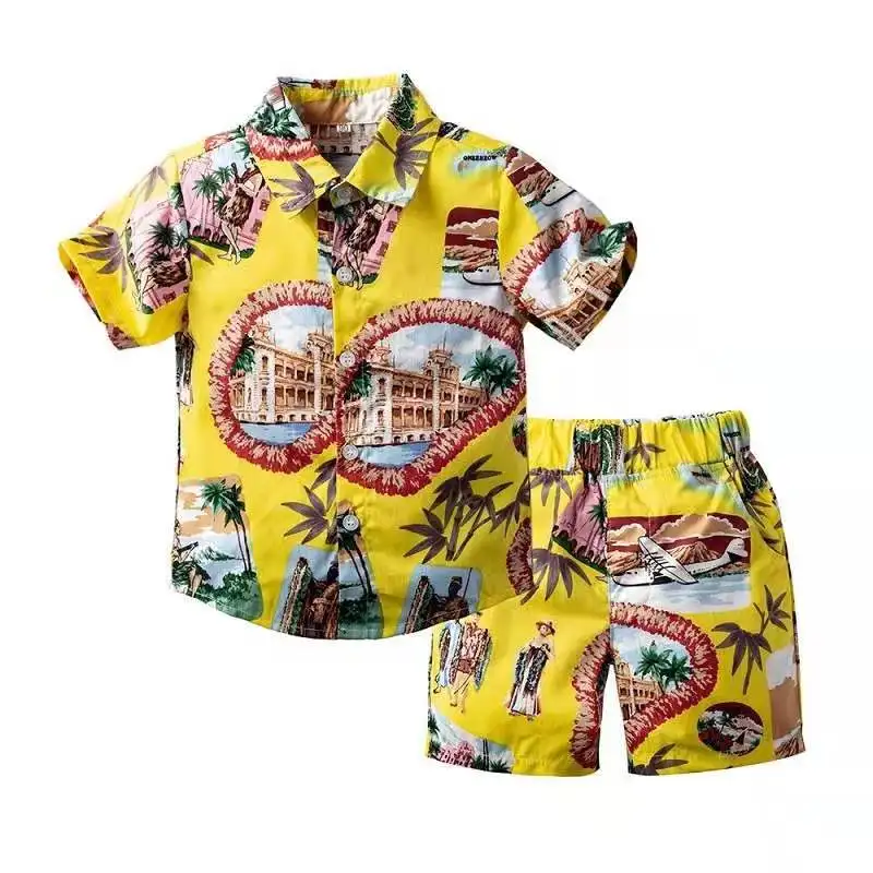 

New fashion 2021 boys clothing sets Beach suit shirts and shorts Boys Clothing baby boy summer clothes sets free shipping's item