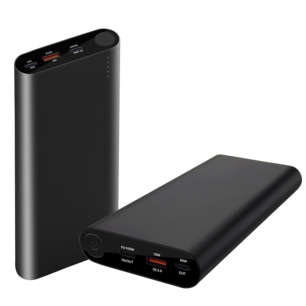 

Dual USB C PD 100W 60W Fast Charger Laptop Power Banks 26800mAh, Black,silver