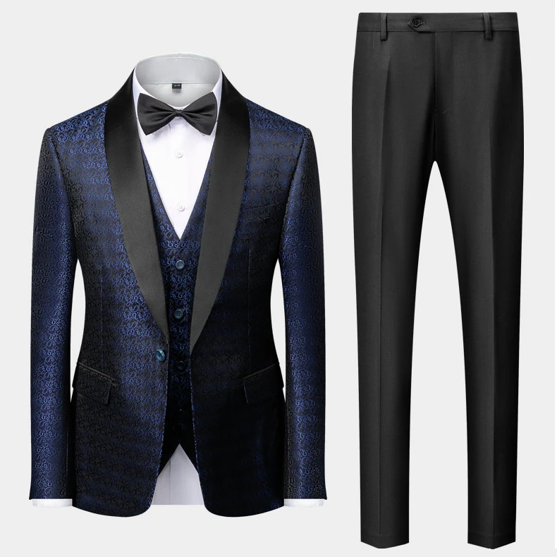 

3 Pieces Suit Men Wedding Dress Suits Printed Suits Men