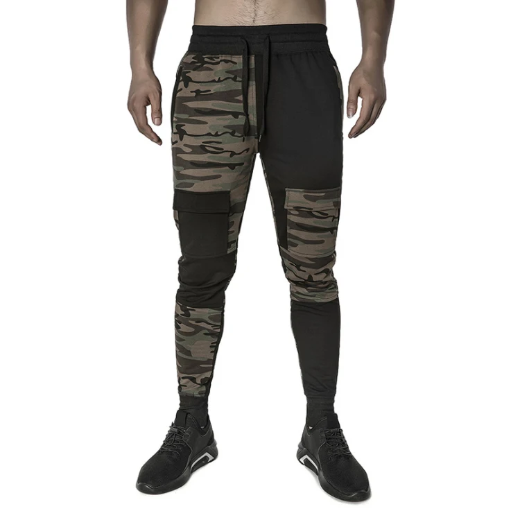 

New autumn Hot sale Men Fitness Sexy muscle jogging pants Camouflage splice Running Drawstring Breathable GYM trousers, Colors