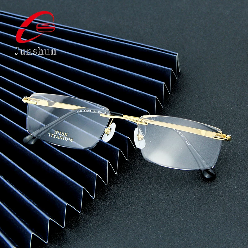 

Luxury Noble shining 18k gold glasses frame natural jade and titanium elegant design for men metal eyeglasses frame