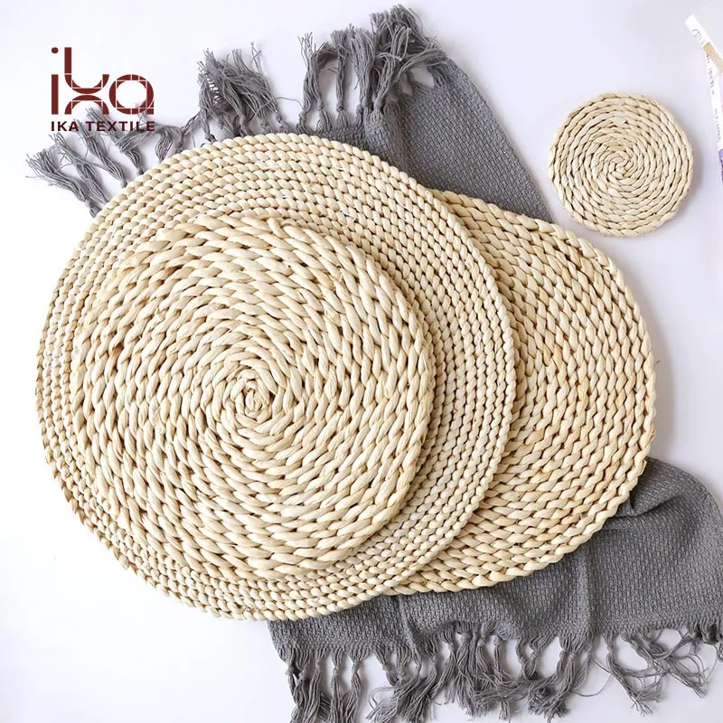 

China Weave Straw Double Sided Wholesale Natural Woven Beige Rattan Dining Sublimation Placemat