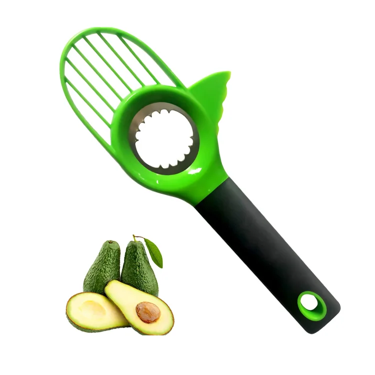 

soft grip handle 3 in 1 avocado cutter slicer and corer pitter multi functional avocado knife, Green