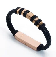 

General Fashion Date Cable USB Leather Bracelet Charger For Mobile Phone