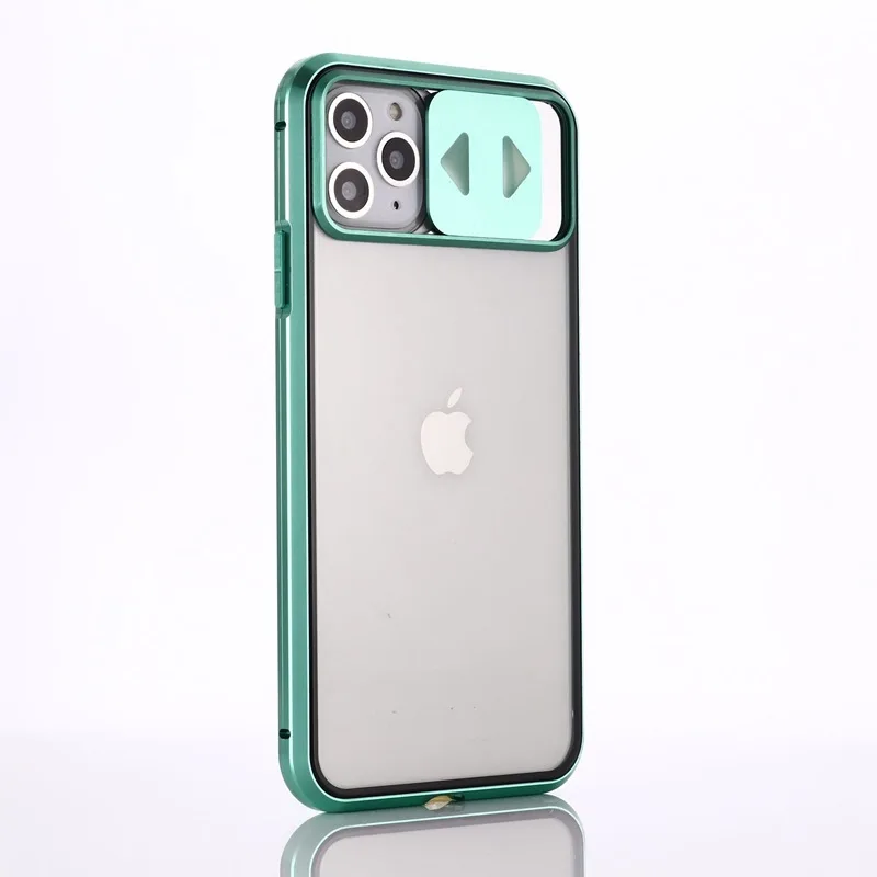 

New slide lens camera magnetic tempered glass phone case for iphone 11/11pro/11pro max