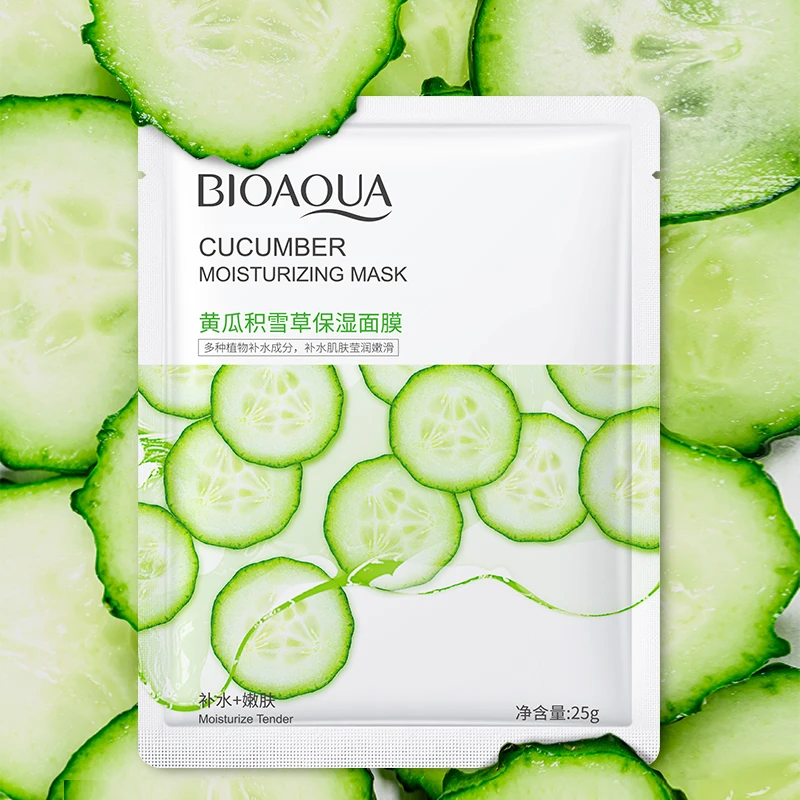 

Bioaqua cucumber moisturizing face smooth whitening facial mask, White
