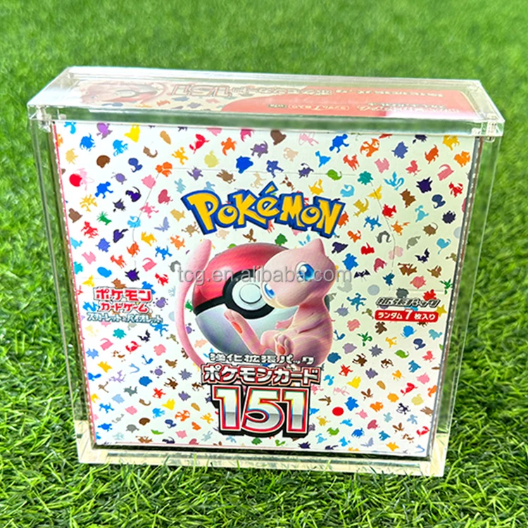 TCG Custom Acrylic Cartes Pokemon Italiano Japanese Booster Box Cards With Magnet Lid High Glass Display Case for Large Small