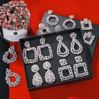

Barlaycs 2020 Fashion Vintage Bling Luxury Bridal Geometric Crystal Rhinestone Drop Dangle Earrings for Women Jewelry