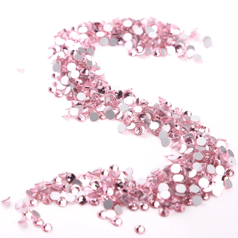 

Sparking Rhinestone Light Rose Color SS3 Non Hot Fix Jelly Pink AB Strass Applique Round Flatback Resin Rhinestone For DIY Craft