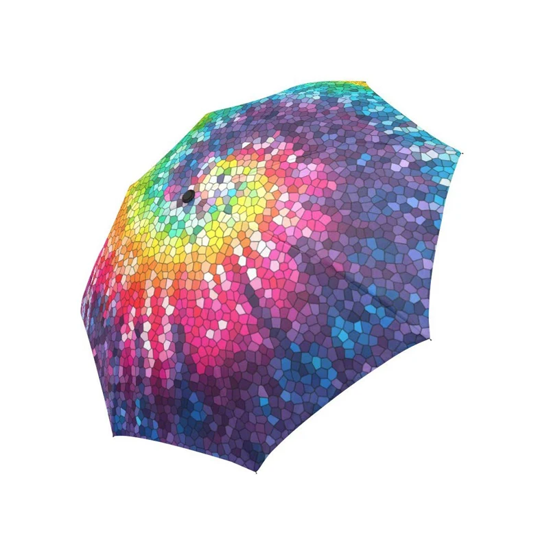 

OEM Colorful Tie Dye Swirl Spiral Windproof Compact One Hand Auto Open and Close Folding Automatic Foldable Umbrella, Customized color