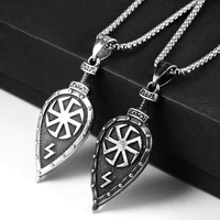 

Stainless Steel Amulet Slavic Kolovrat Symbol Pagan Sun Wheel Pendant for Men