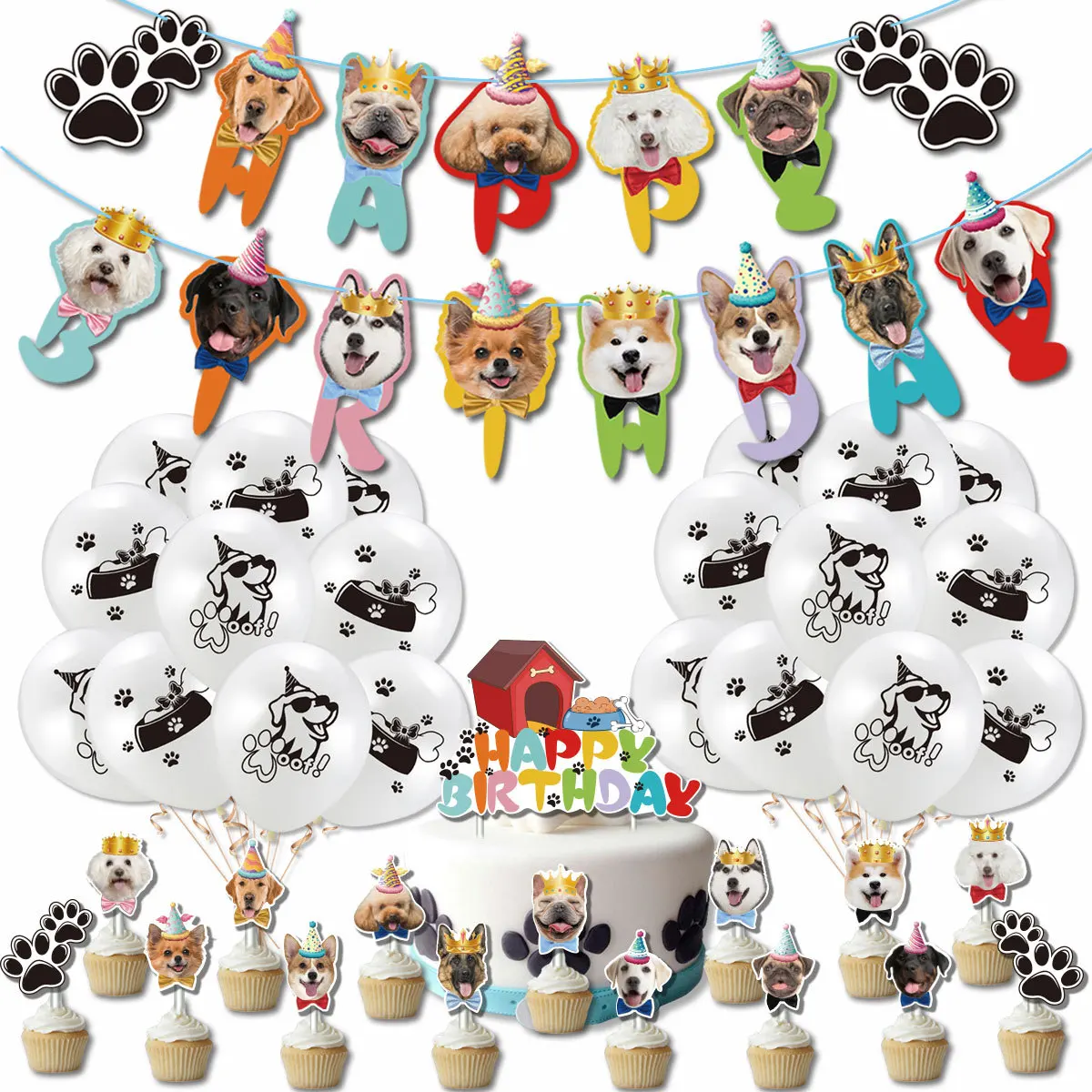 

Amazon Hot sell Cartoon Dog Paw Kids happy Birthday Baby Shower Supplies Cute Pet Party Balloon Decor