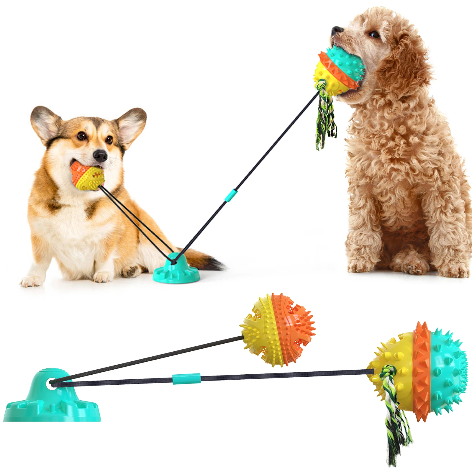 

Dog Interactive Toys Bite Resistant TPR Rubber Chew Sucker Pet Molar Squeaky Ball Toy Puppy Pull Game Toothbrush For Large Dogs