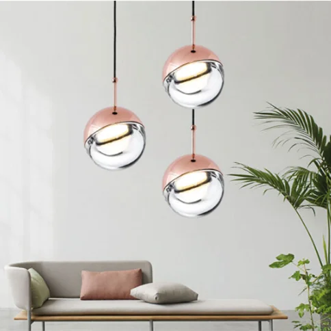 

Simig lighting modern danish metal round glass globe pendant light creative home decor mirror ball hanging light