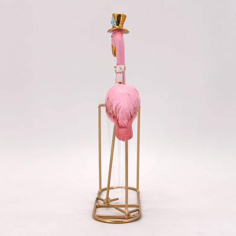 
In promotion resin christmas figurine Flamingo with Glass Vase for home decoration items 