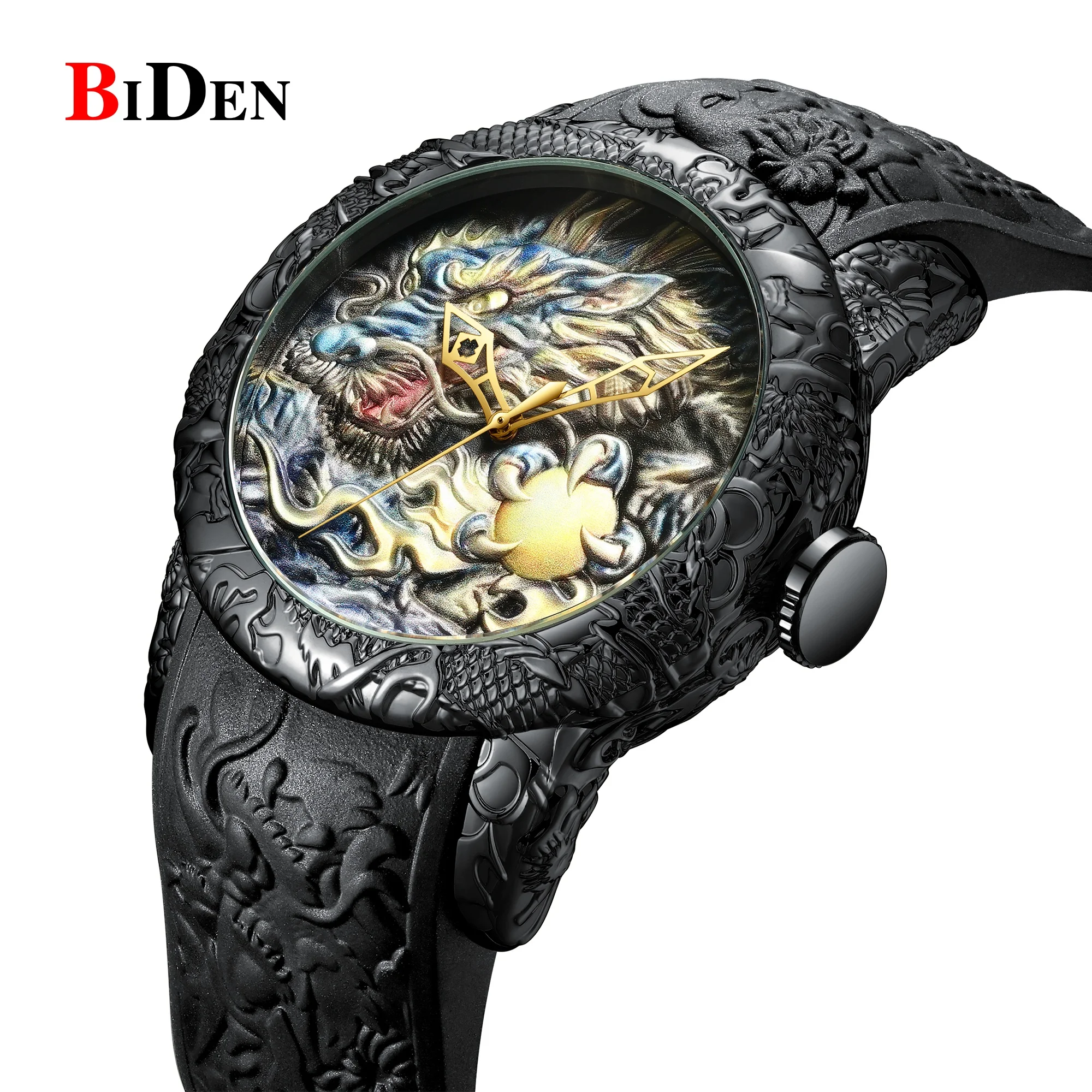 

Popular Luxury Gold Wrist Watch for Men with silicone Strap Hand Watch