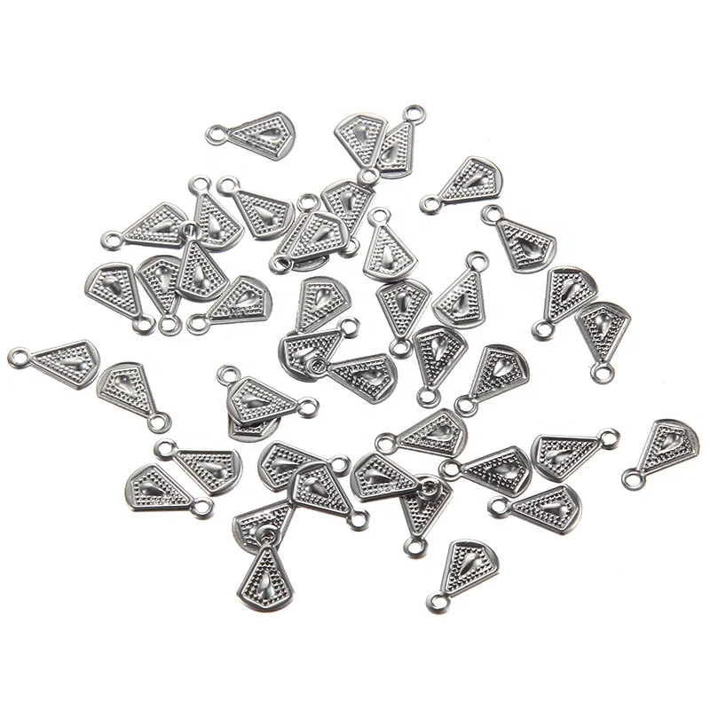 

Wholesale Stainless Steel diamond Triangle Custom Bracelet Pendant Charms For DIY Jewelry, Steel color