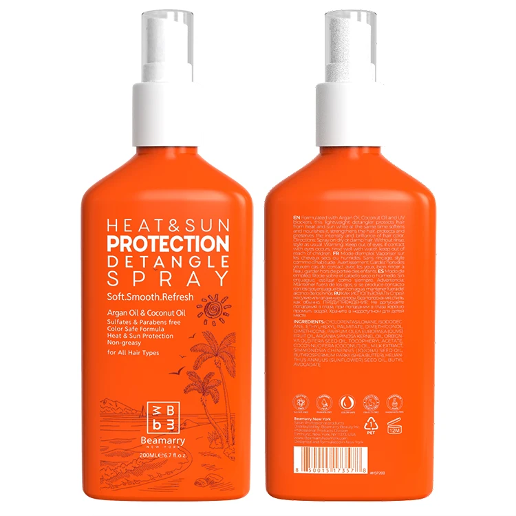 

New Arrival Organic Argan Oil & Coconut Oil Heat Protectant Spray Soft Non-Greasy Hair Heat Protection Spray for All Hair Type