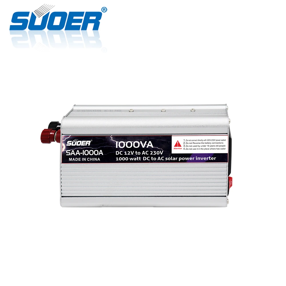 Suoer 12v  220v 1000VA micro power inverter dc to ac car home inverter modified sine wave inverter