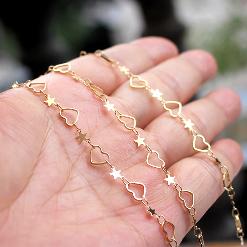 

XuQian Hot Sale Heart and Star Shaped 14K Gold Plated Chains for Jewelry Making