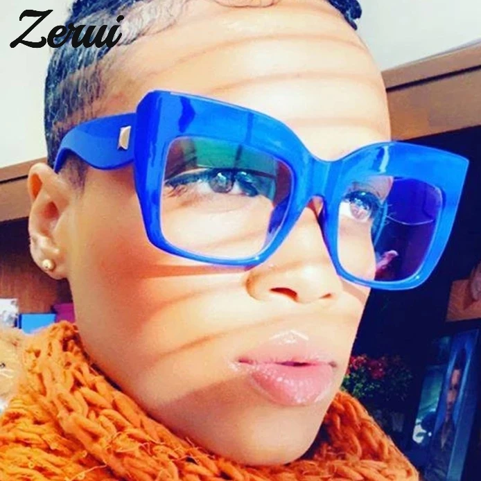 

Vintage Oversized Square Anti-blue Light Eyeglasses For Women Fashion Elegant Blue Green Oversized Computer Myopia Glasses Shade