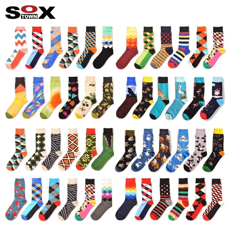 

2022 Unisex Cotton Funny Tube Colorful Design Mens Dress Happy Socks, More than 300 styles
