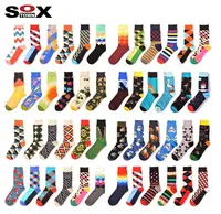 

2020 New design cheap custom wholesale sweat-absorbent funny dress tube colorful unisex men women jacquard cotton happy socks