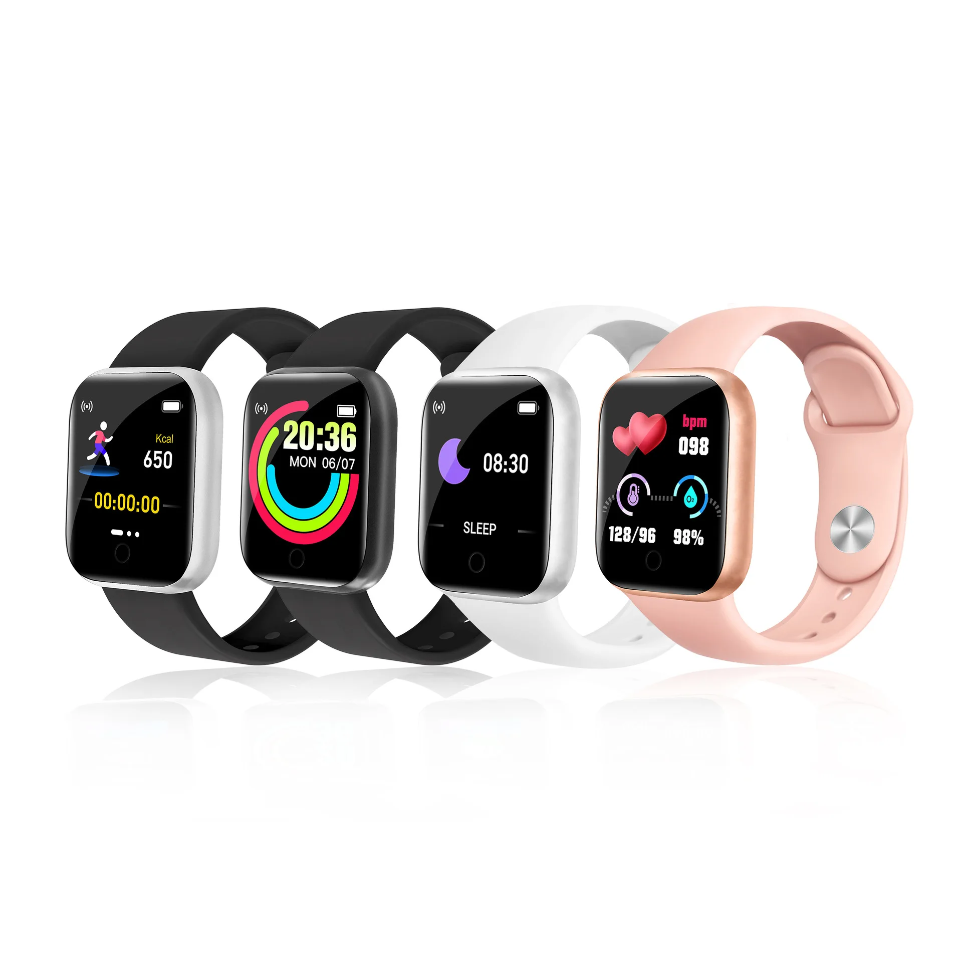 

D20 Smartwatch Heart Rate Blood Pressure Oxygen Pedometer Y68 reloj Smart Bracelet Smart Watch D20