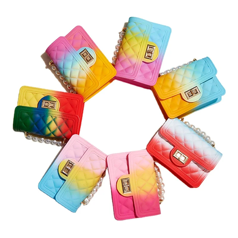 

hand bag ladies mini jelly bags kid purse summer colourful jelly purses Sling Bag, White, yellow, purple, red, pink