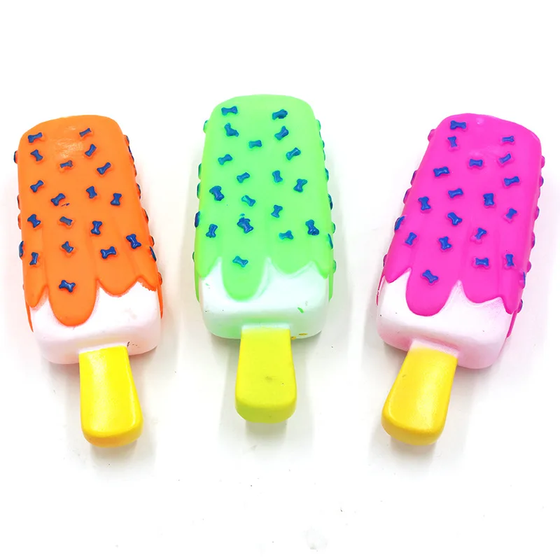 

Manufacturer wholesale pink green orange dog vinyl toys ice cream shape