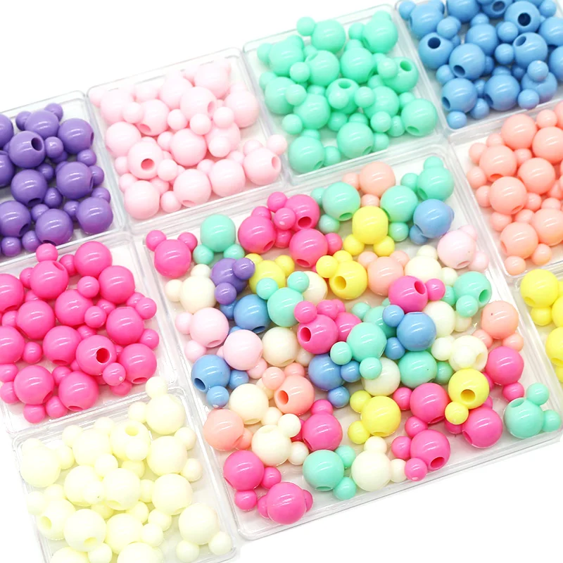 

2020 Wholesale 500g Per Bag  Mickey Mouse Acrylic Hair Beads for Jewelry Marking, Mixed color
