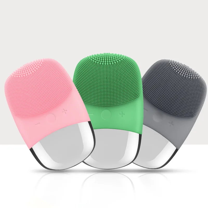 

2021 new design silicone facial brush sonic facial cleansing brush facial brush cleanser for home use, Blue/pink/red