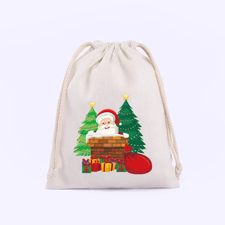 

CG042 High quality cheap large blank colorful eco-friendly custom logo blue linen jute canvas drawstring bag