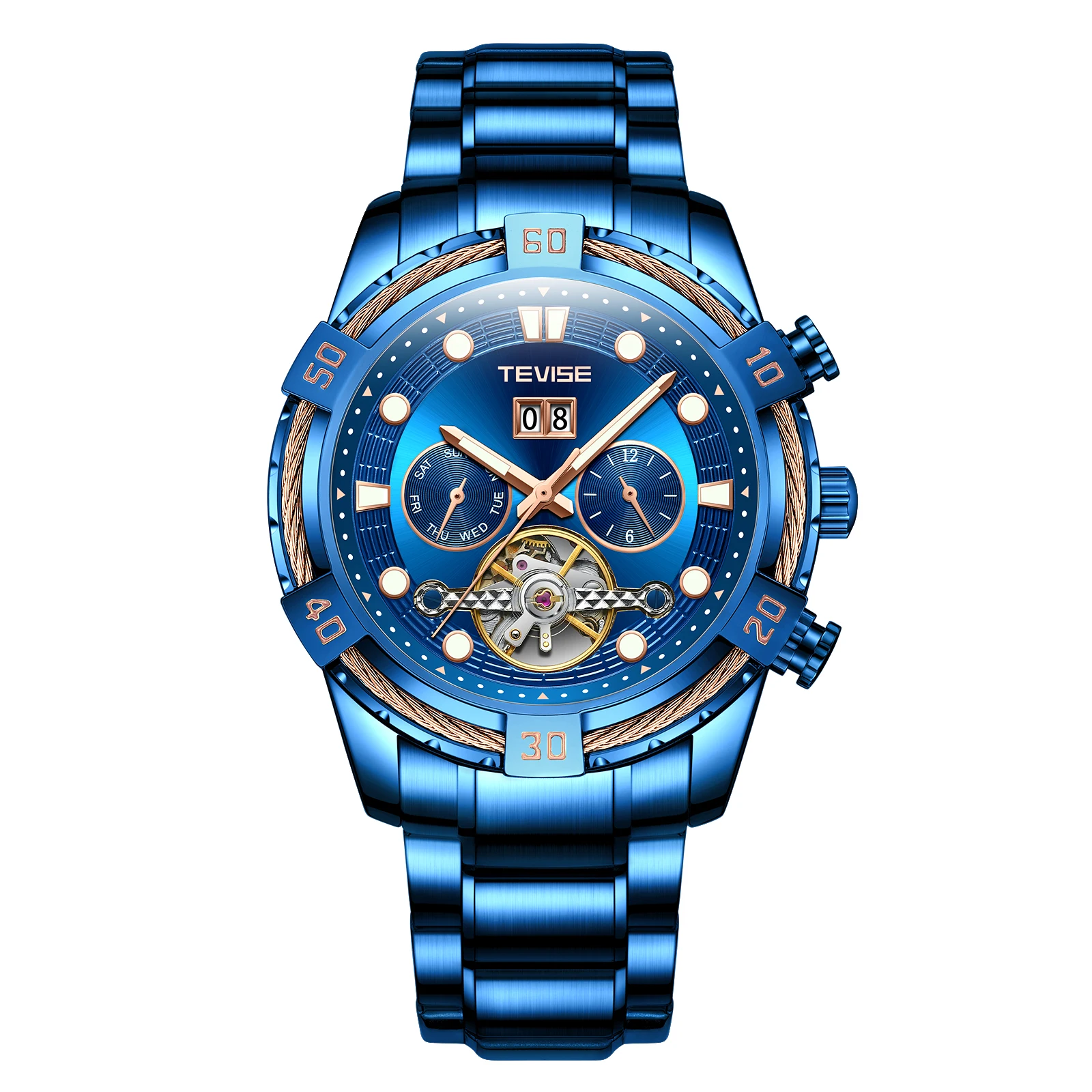 

TEVISE New Tourbillon movement men watches mechanical automatic wrist watch for men, Optional