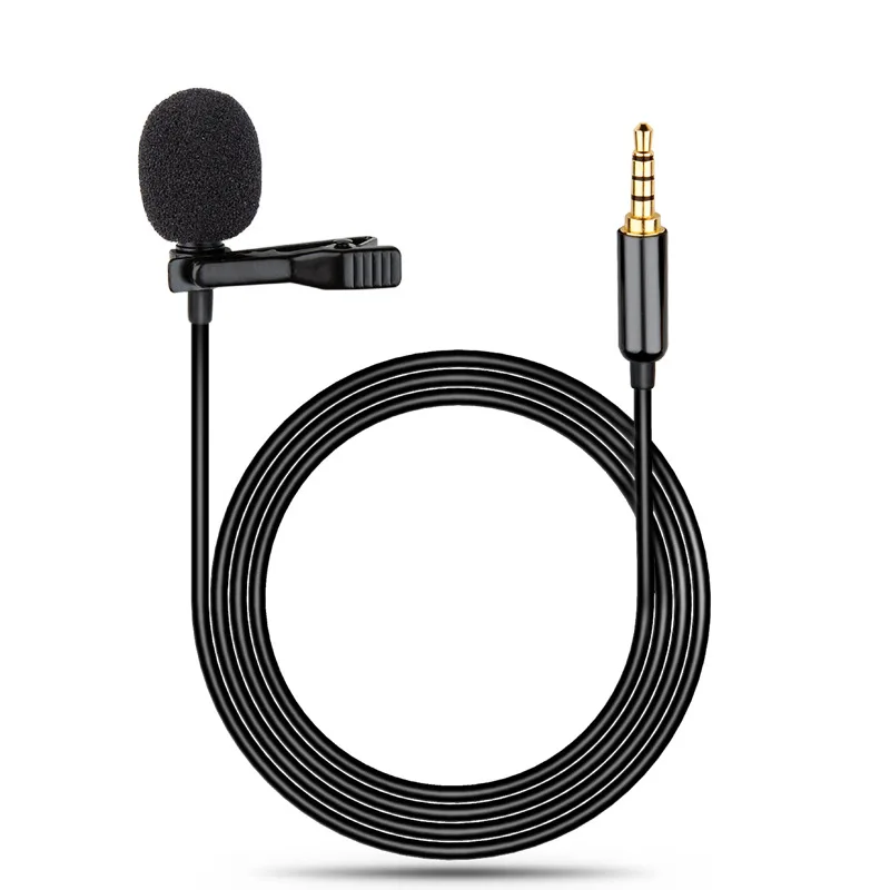 

New Model Professional Collar Condenser Recording Studio Lapel Clip Mini Wired Lavalier Microphone for Cellphone Laptop, Black color