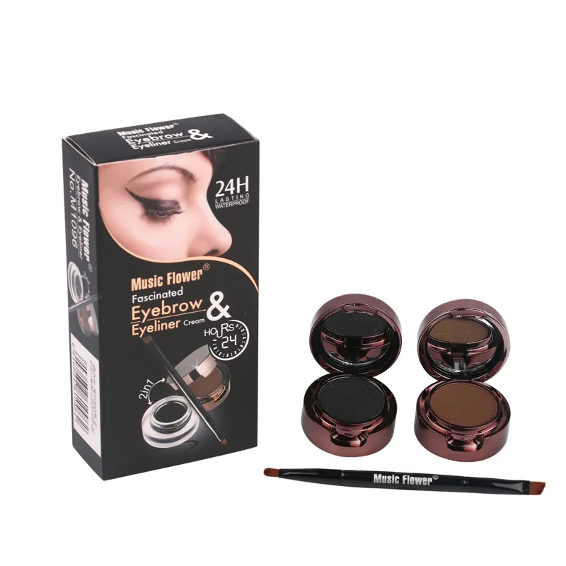 

Eye Makeup Set Gel Eyeliner Brown + Black Eyebrow Powder Make Up Waterproof And Smudge-proof Eye Liner Kit, As pictures