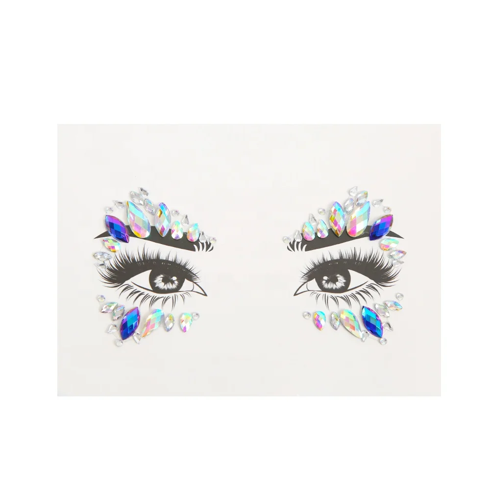 

Cheap Body Art Face Jewelry Diamond Rhinestones Crystal Design Eye Decoration Sticker, Customed color