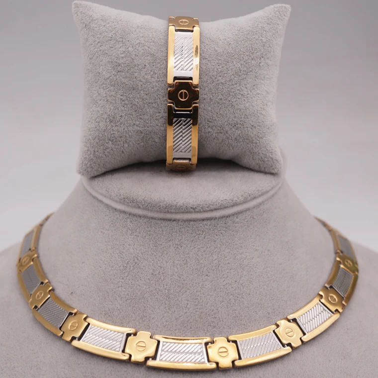 

Creative Design Stainless Steel Jewelry Custom Necklace Chokers Sets, Two tones